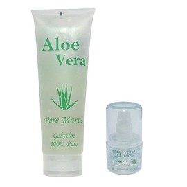 Aloe Vera Gel 100% Moisturising Care Travel Set 250 ml Tube + 30 ml Refill Dispenser for Hand Luggage