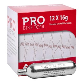 PRO BIKE TOOL 16g CO2 Cartridges - 5 Pack Threaded Canisters for Bike Tires - Fast and Reliable Inflation for Road and Mountain Cycling - Compatible with CO2 Inflators
