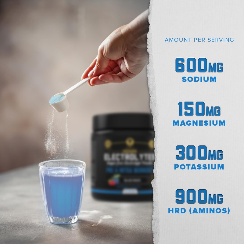 HRDWRK Electrolytes Powder with Magnesium, Potassium - Sugar Free Electrolytes