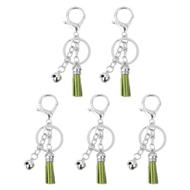 sourcing map 5Pcs Tassel Keychain, 4" Tassel Pendant Key Chain Rings with Bell for Key Wallet Handbags Pendant Accessories, Fruit Green