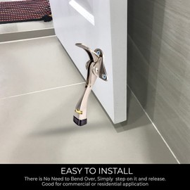 HOME&I Easy Pedal Kick Down Door Stop Stopper Easy Step Door Kick Doorstop,Premium Quality,Height-Adjustable Rubber Foot,4 Inch (Chrome, 4 Inch x 1 Pack)