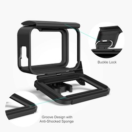 Carcasa protectora para GoPro HERO9, color negro con borde de jaula para GoPro Hero 9 negro con tornillo de montaje y tapa de lente