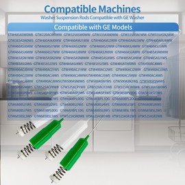 Upgraded GTW460ASJ5WW GTW460ASJ6WW GTW460ASJ9WW Left and Right Side Washer Suspension Rods Fit for Ge Washer GTW465ASN1WW GTW490ACJ5WS GTW585BSV0WS GTW680BSJ0WS GTW680BSJ1WS GTW680BSJ3WS GTW680BSJ4WS