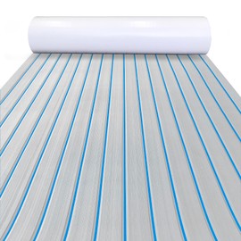 KXKZREN Boat Flooring EVA Foam Decking Sheet Faux Teak Marine Mat Non-Slip Boat Carpet Self-Adhesive Flooring for Jon Boats Motorboat RV Yacht Kayak Swim Platform 47.2 x 94.5 inch,31 sq.ft