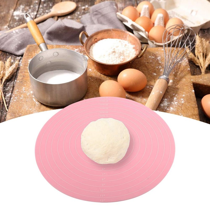Baking Mat Round Silicone Pastry Mat, Nonslip Sheet Mat with