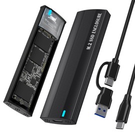 SHUBEIEUMI M.2 SSD Case, USB 3.1 Gen2 10Gbps M.2 NVMe SATA SSD for 2230/2242/2260/2280 M.2 PCIe NVMe M-Key & M+B Key SSD, Support UASP Trim, Compatible with Windows, Linux and Mac-Nero