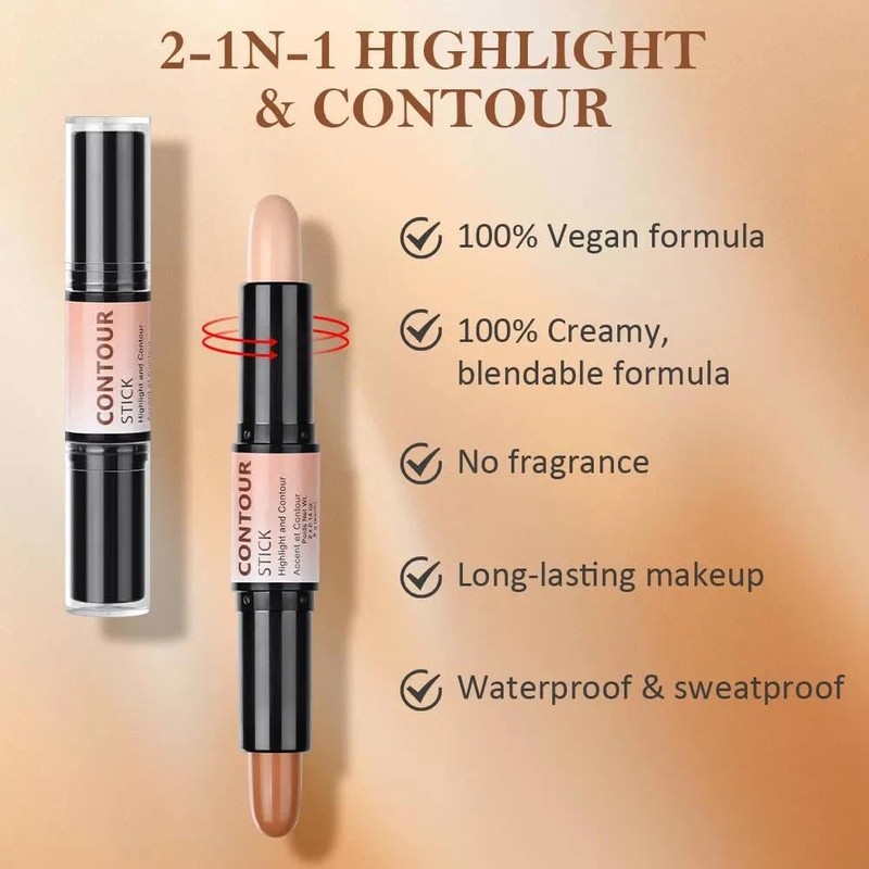 Professional Dual-Ended Highlight & Contour Stick - Creamy Texture Wonderstick