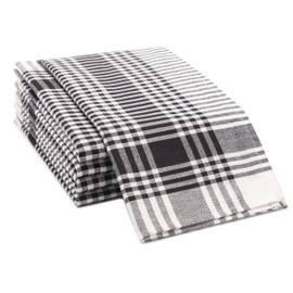 ZOLLNER Set of 5 Tea Towels – Cotton in 50 x 70 cm – Absorbent and Robust Kitchen Towels – Washable up to 60 °C – in Black and White Checked – Catering Quality – Oeko Tex® Certified