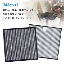 KEEPOW Integrated Dust Collection and Deodorizer Filter Washable Deodorizing Filter for IG-HCF15-B & IG-GCF15 Car Ion Generator Replacement