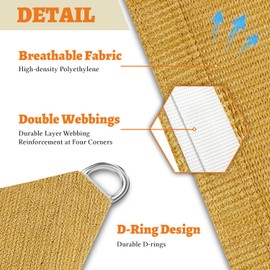 DAWNOVO 12'x14' Sun Shade Sail Rectangle Canopy Sail Shade Cloth Curved Shade Cover for Outdoor Garden Patio Deck Yard Backyard (Sand)