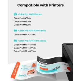 TESEN 410A Black Compatible Toner Cartridge Replacement for HP 410A 410X CF410A for HP Color Pro M452 MFP M477 M377 Series MFP M477fdn M477fdw M377dw M452dn M452nw Printer 2-Pack Combo