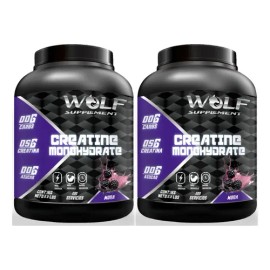 Dúo Suplemento Creatina Monohidratada Wolf 1 Kg C/u 200 Serv