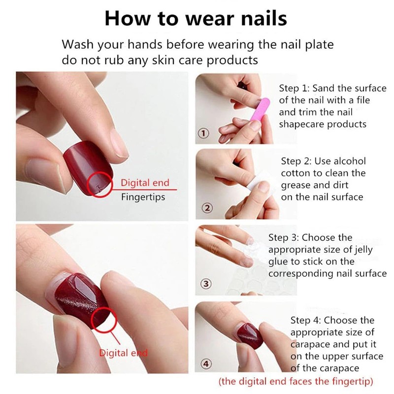 French False Nails - 24Pcs Square French Fake Nails with