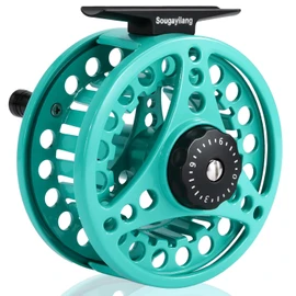 Sougayilang Fly Fishing Reel, Die Cast Aluminum Fly Reel, 5/6, 7/8, Weight Saltwater Fly Reels-Turquoisee - 5/6