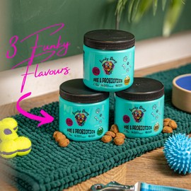 Funky Dawg Premium dog probiotic supplement chews, gut health & immune support supplements for dogs, tasty & effective probiotic chews for optimal dog digestive care, 3 funky flavours, 120pc (Chicken)