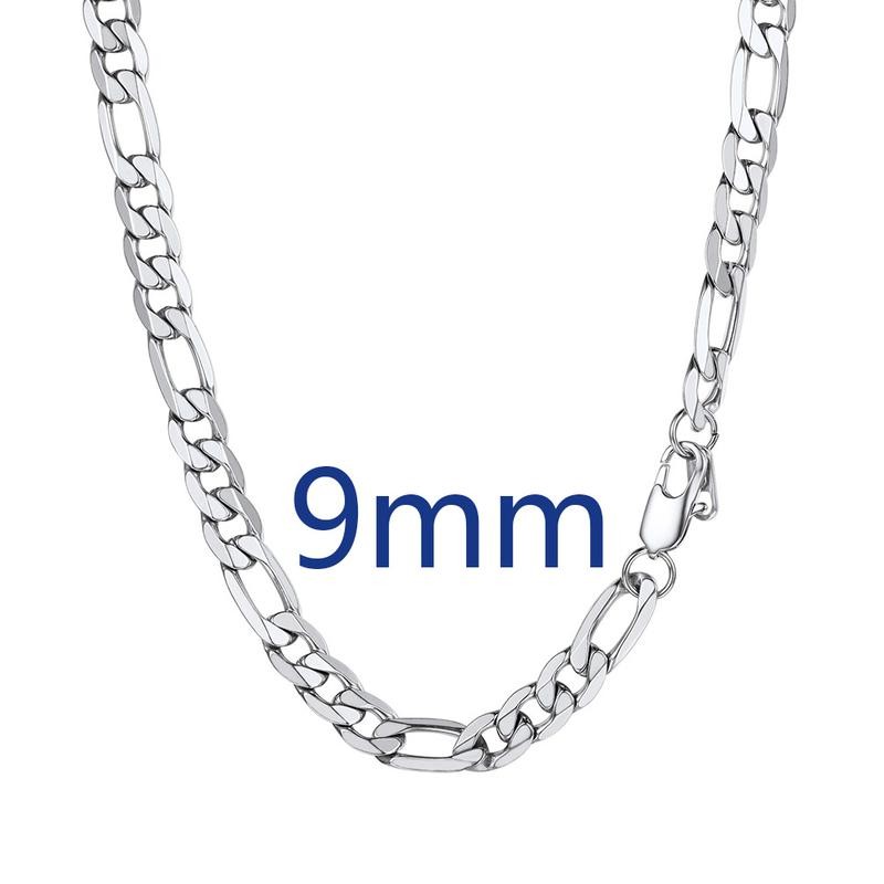 PROSTEEL Smooth Figaro Chain Necklace Stainless Steel Chains Length 14-30
