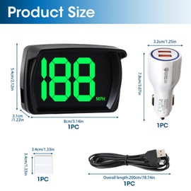 Eddrfy Digital GPS Speedometer Car HUD, Real-Time MPH Display, LED Large Font Speedometer with USB Plug & Play, Compatible with Car, Truck, SUV, Motorcycle, 3-Inch Screen, Clear & Accurate