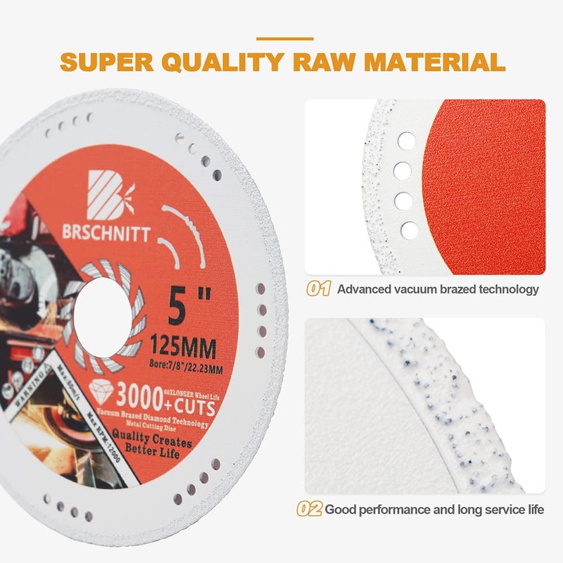 Diamond Metal Cutting Disc 125 mm Vacuum Brazed Cutting Disc