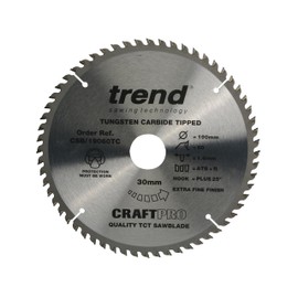 Trend CraftPro TCT Thin Kerf Circular Saw Blade, 190mm x 60 Teeth x 30mm Bore, Tungsten Carbide Tipped, CSB/19060TC