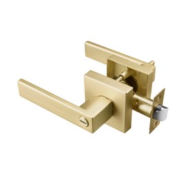 STARPY Satin Brass Interior Door Handle,Privacy Door Lever for Bath & Bed,Keyless Door Lock Door Knob