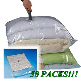 50x Large Size 28''x20'' New Improved Extra Strength Double Lock Valve System Vacuum Storage Bags/Space Saver Compressed Bag (70cmx50cm)