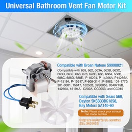 Gulfmew Universal Bathroom Vent Exhaust Fan Motor Replacement, Electric Motors Kit Compatible with Broan-NuTone 120V 50CFM, with Blower Wheel(1 Pack)