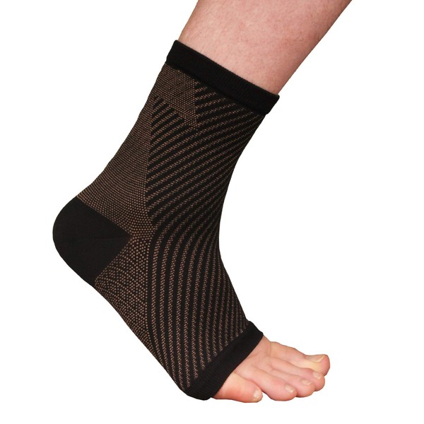 Copper D 2 Sleeves Dark Rayon from Bamboo Copper Compression Ankle for Relief from Injuries and More or Comfort Support for Every Day Uses, Large XLarge