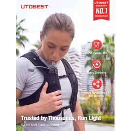 UTOBEST Running Vest Reflective Hydration Backpack with 500ml Water Bottles