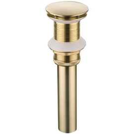 Tecmolog Bathroom Faucet Vessel Sink Drain Brass Pop Up Drain Without Overflow Brushed Gold, BW03J2-1