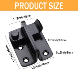 Garden Gate Latch, Small Bolt Lock, Tiny Padlock Hasp, Internal Door Lock, for Wooden Gates Garden Shed Cupboard Pet Cage, 1.77x0.78inch/45x20mm(Black)