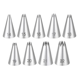 Stainless Steel Star Piping Tips Set, 9 Piece French Star Tube Frosting Nozzle Kit Open Stars Piping Tips Set Pastry Decorating Tip For Cupcakes Cookies Cakes (Small Size)