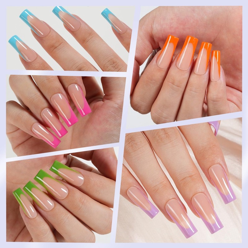 Misssix Uñas Postizas Xbasictips Con Punta Francesa, 300 Unidades, Largas