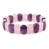 Amethyst Rose Quartz Gemstone Faceted 14mm Oval Beads Stretch Bracelet