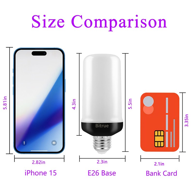 Bitrue LED Flame Bulbs, 4 Modes Purple Flame Effect Light