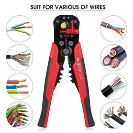 3 in 1 Automatic Wire Stripper Crimper, Self-Adjusting Wire Cutter & Cable Stripper, Crimping Tool Plier Cutter for Home and Car Electrics Wiring 10-24 AWG (0.2-6.0mm²), Red