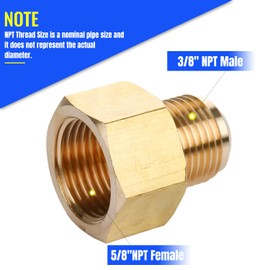 Brass Pipe Adapter - 5/8" SAE Female to 1/2" SAE Male Flare - Brass Pipe Fitting Reducer Adapter for Air Conditioner Refrigeration (2 Packs)
