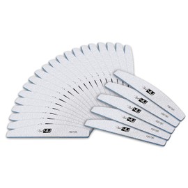 Nail Files Half Moon Professional Emery Boards for Acrylic Gel Tips Natural Nails by Nail4U Double sided 100/180 grit Manicure Pedicure Tools for Home and Salon use Pack of 25 pcs