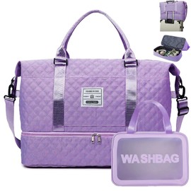 YOUYIKE Travel Bag with Large Capacity, Foldable Sports Bag, Overnight Weekend Hand Luggage for Men and Women, Large Travel Bag, Waterproof Hand Luggage Bag for Sports, Travel, purple