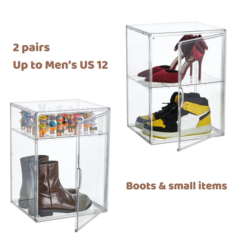 XXX-Large Clear Acrylic Display Case Boot Shoe Storage Boxes With