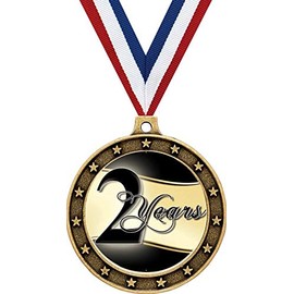 Gold 2 Years Corporate Medals - 2 1/2" Years of Service Award Medal 5 Pack Prime