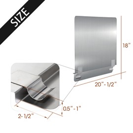 Zipcase Stainless Steel 20-1/2" W x 18" H Universal Side Fryer Splash for Commercial Fryers Fitting 0.5" - 1" Side, Pack of 1