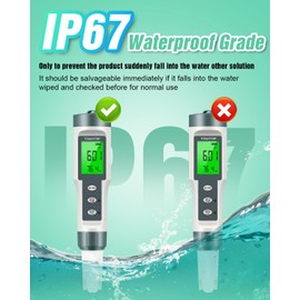 Digital pH Meter with TDS and Temperature Display, LCD Screen, Water Quality Tester
