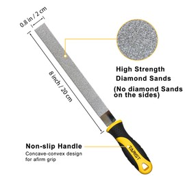 TARIST Diamond File Set, 3-Piece, 8-inch, Includes Flat/Half-Round/Round. For Sharpening Lawn Mower Blades, Garden Shears, Axe, Knife - Tool Sharpener for Metal, Tile, Ceramic, Glass, Stone and more