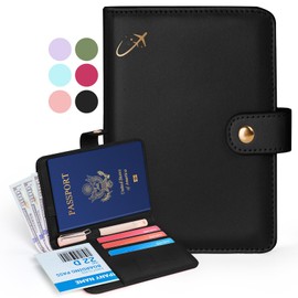 Forvencer Passport Holder with Money Pocket, RFID Blocking Passport Wallet for Travel, Premium Passport Cover, Cute Passport Book Card Case, Waterproof Travel Accessories for Women Men, Black