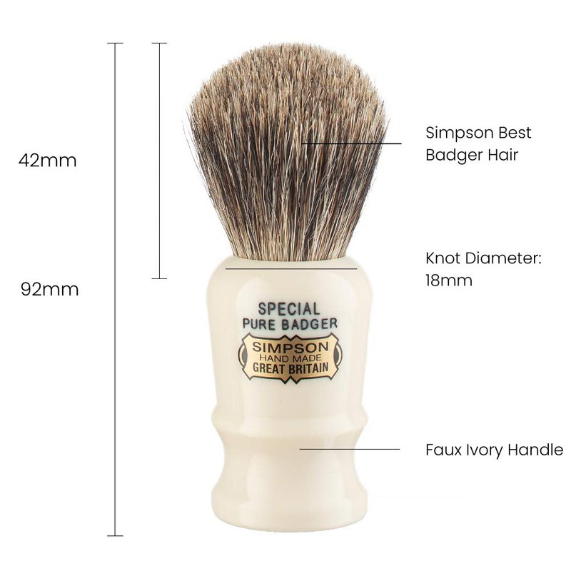 Simpsons Special Pure Badger Hair Shaving Brush With Imitation Ivory