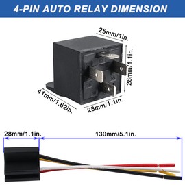 DIANQI 40Amp Automotive Relay with Socket Heavy Duty for Truck Car Van Motorcycle Boat Relay 1-Pack 4 Pin 24V DC