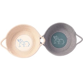 WW STYLE Decorative Easter Basket, Storage Baskets, Set of 2, Braided Cotton Rope, Easter Basket, Gift Basket, Rabbit, Decoration, Gift, Easter, Birthday, Family, Friends, Children