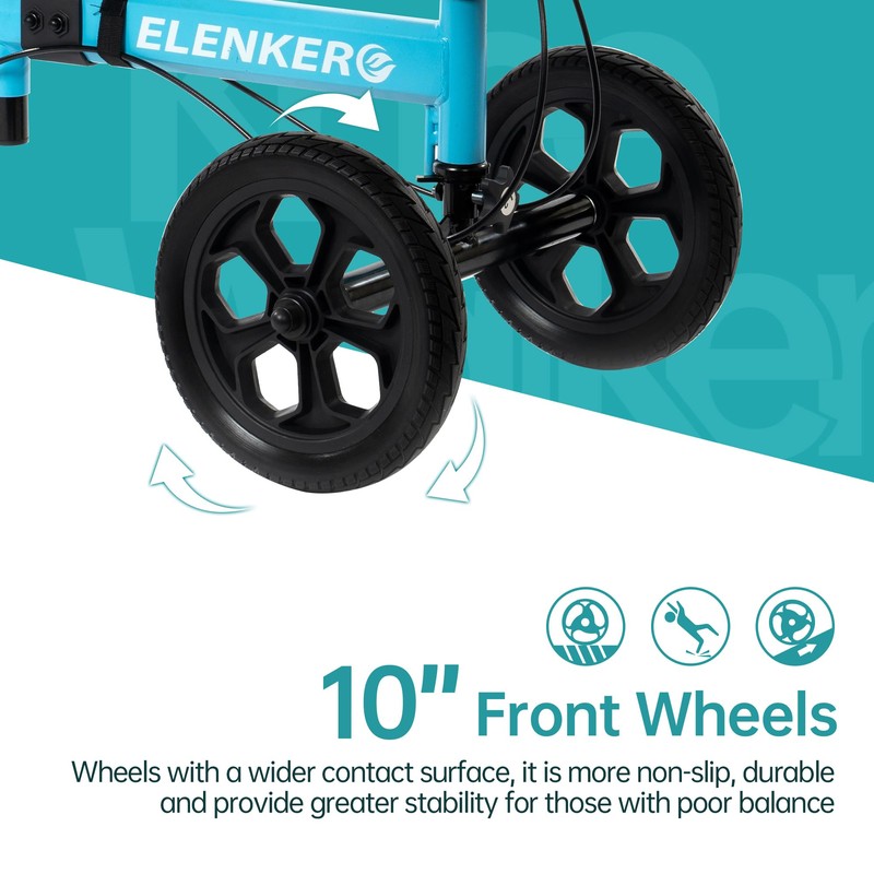 ELENKER Mobility All-Terrain Knee Scooter, Medical Scooter Double Handbrake for
