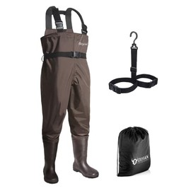 OXYVAN Chest Waders for Men & Women with Boots, Light weight Wear-Resistant Waterproof Hunting / Fishing / Farm & Garden Work Waders（M12/W14）