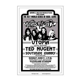 Raw Sugar Art Studio Aerosmith/Todd Rundgren/Ted Nugent 1977 Cleveland Concert Poster
